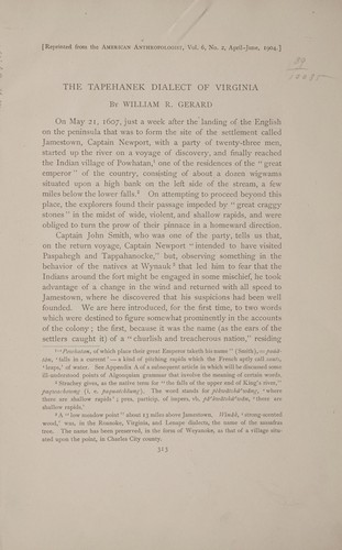 The Tapehanek dialect of Virginia