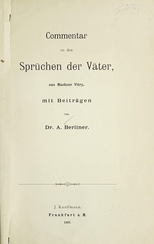 Commentar zu den Sprüchen der väter