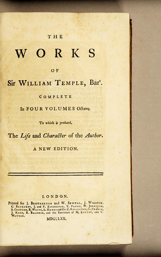 The works of Sir William Temple, bart