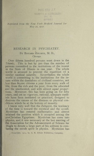 Research in psychiatry