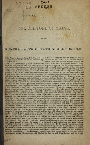 Speech on the General Appropriation Bill for 1840
