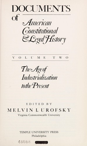 Documents of American Constitutional and Legal History