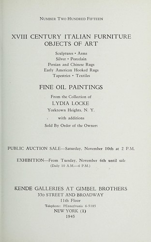 XVIII century Italian furniture, objects of art; fine oil paintings