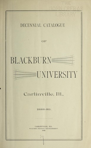 Decennial cataglogue of Balckburn University
