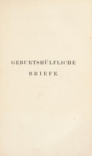 Geburtshülfliche Briefe