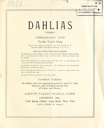 Dahlias wholesale list to the trade only