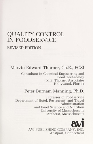 Quality control in food service