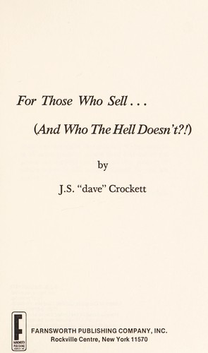 For those who sell ... (and who the hell doesn't?!)