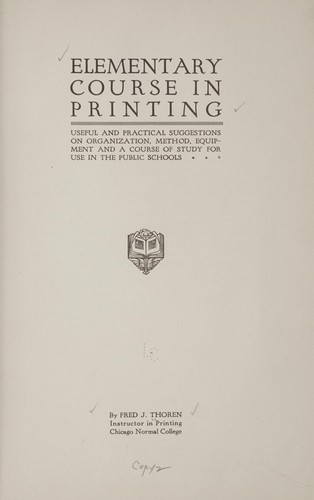 Elementary course in printing