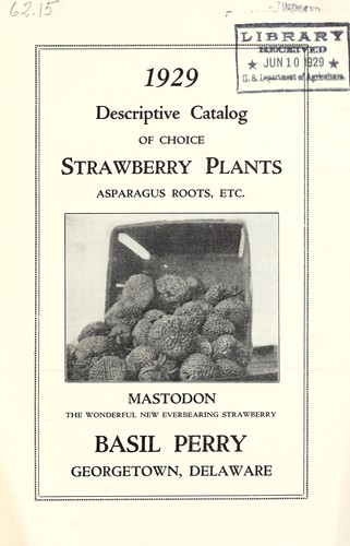 1929 descriptive catalogue of choice strawberry plants, asparagus roots, etc