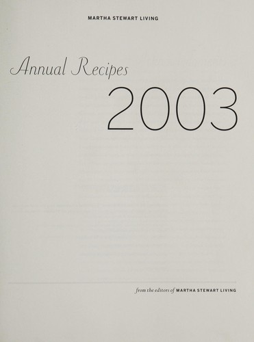 Martha Stewart Living annual recipes, 2003