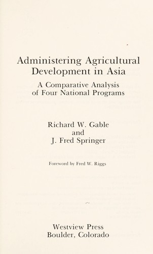 Administering agricultural development in Asia