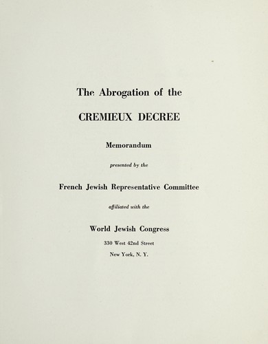 The abrogation of the Cremieux decree