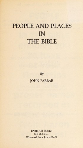People and Places in the Bible (Bible Reference Library)
