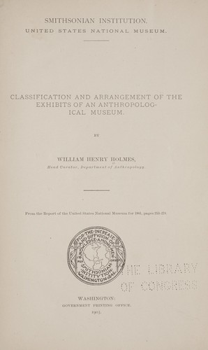 Classification and arrangement of the exhibits of an anthropological museum