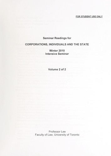 Seminar readings for corporations, individuals and the state