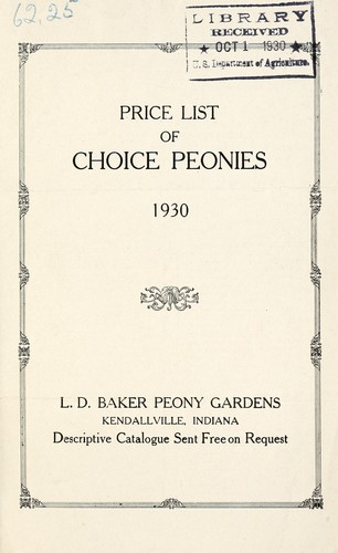 Price list of choice peonies