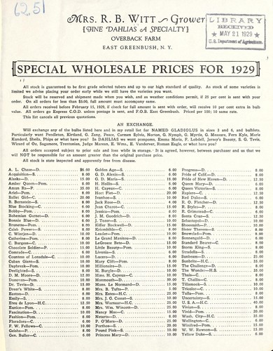 Special wholesale prices for 1929