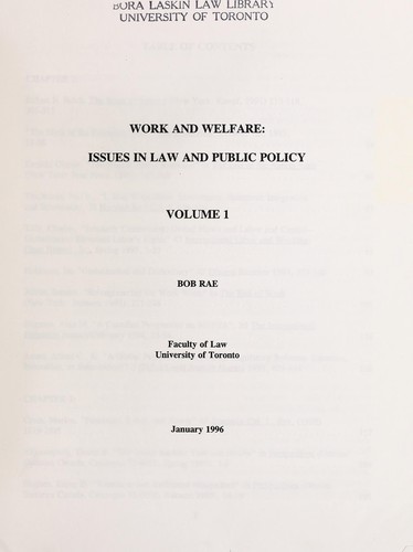 Work and welfare