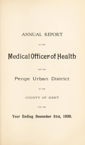 Annual report of the Medical Officer of Health [1920]