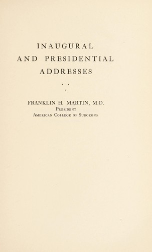 Inaugural and presidential addresses