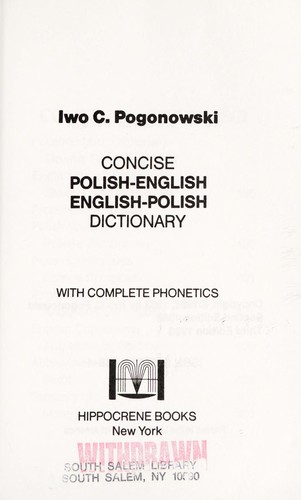 Polish-English, English-Polish Dictionary (Hippocrene Concise Dictionaries)
