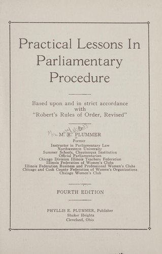Practical lessons in parliamentary procedure