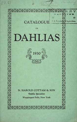 Catalogue of dahlias, 1930