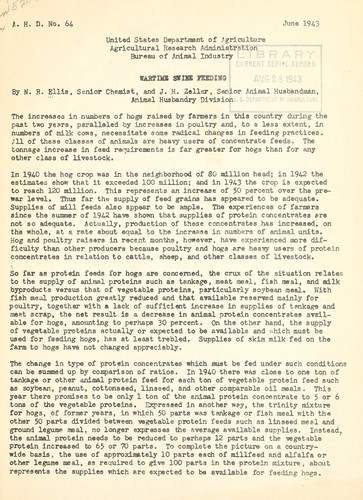 Wartime swine feeding