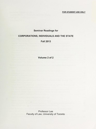 Seminar readings for corporations, individuals and the state