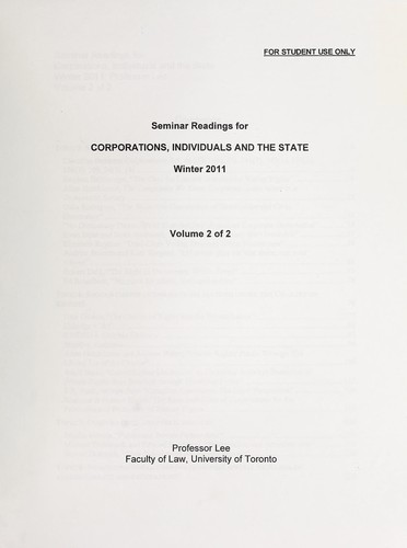 Seminar readings for corporations, individuals and the state