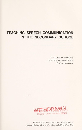 Teaching speech communication in the secondary school