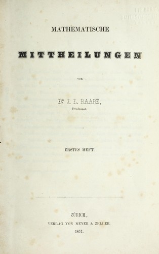 Mathematische Mittheilungen