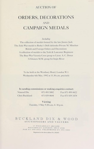 Auction of orders, decorations and campaign medals, including the collection of medals formed by the late Jimmy Jack ...