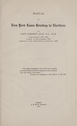 Manual of New York laws relating to elections
