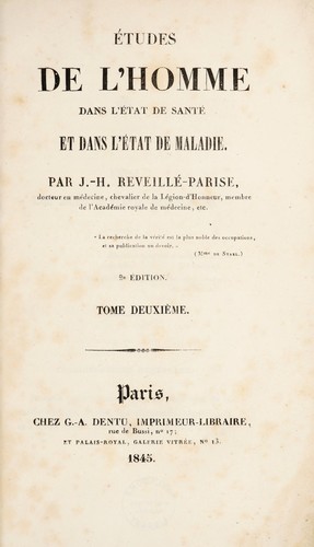Études de l'homme dans l'état de santé et dans l'état de maladie