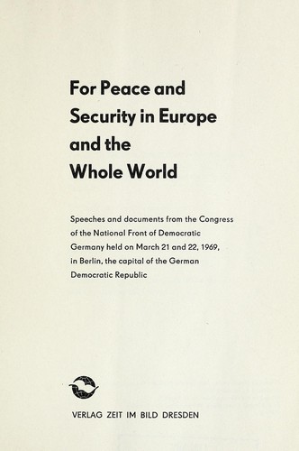 For peace and security in Europe and the whole world