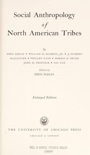 Social anthropology of North American tribes