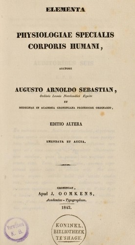 Elementa physiologiae specialis corporis humani