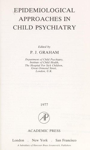 Epidemiological approaches in child psychiatry