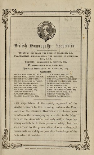 Cholera and its treatment