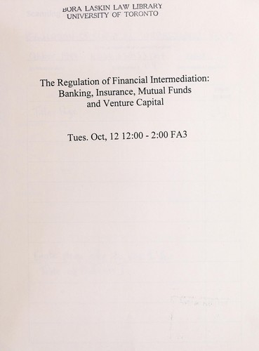 The Regulation of financial intermediation