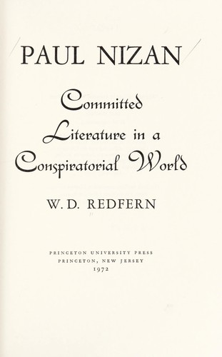 Paul Nizan: committed literature in a conspiratorial world