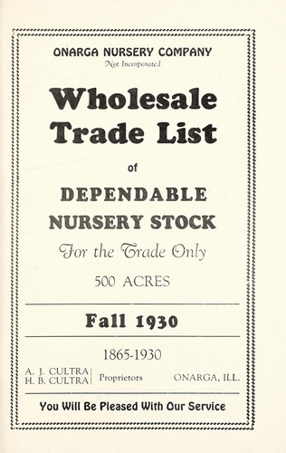 Wholesale trade list of dependable nursery stock for the trade only