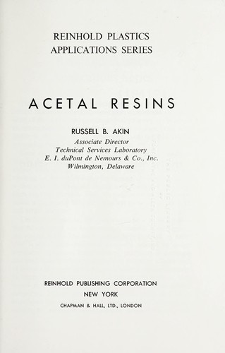 Acetal resins ..