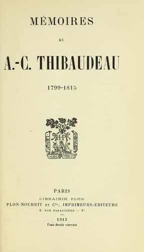 Mémoires de A.-C. Thirbaudau, 1799-1815