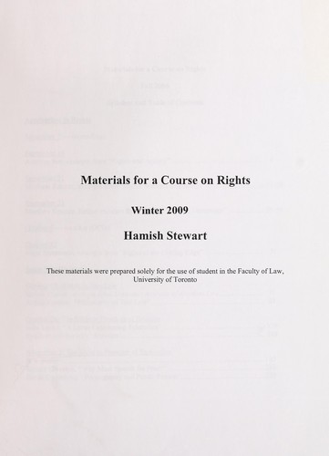 Materials for a course on rights