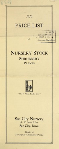 1930 price list of nursery stock, shrubbery, plants