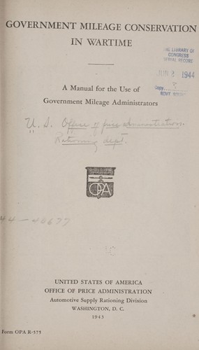 Government mileage conservation in wartime
