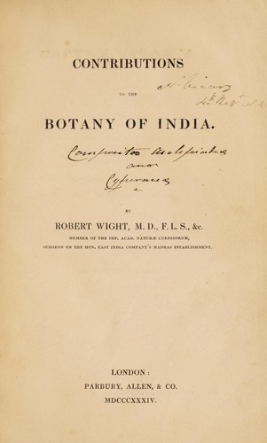 Contributions to the botany of India